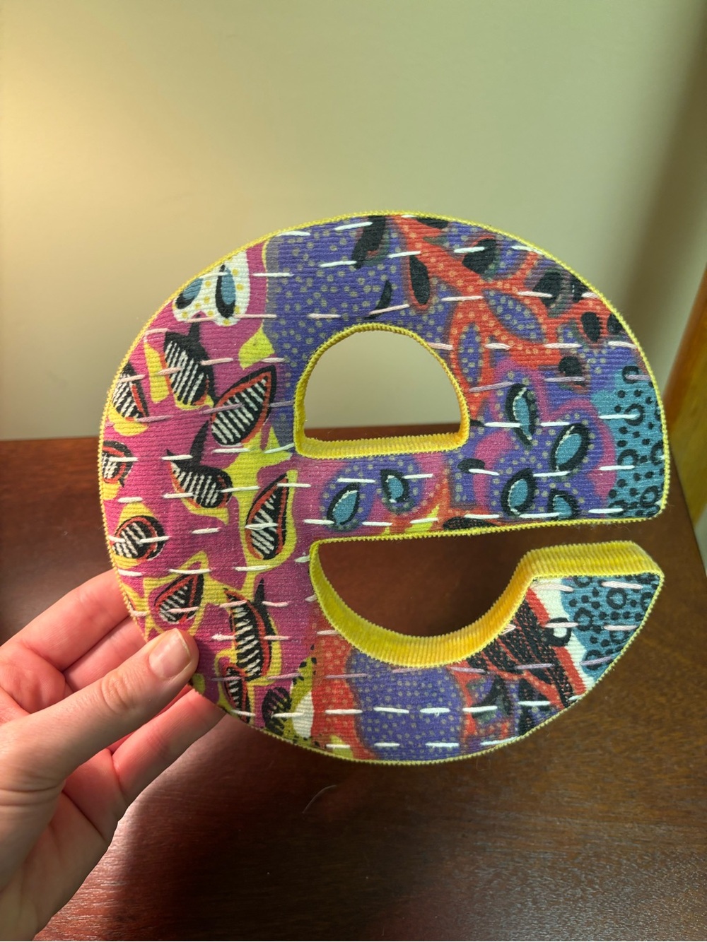 Anthropologie Multicolor Patterned Fabric Letter "e"